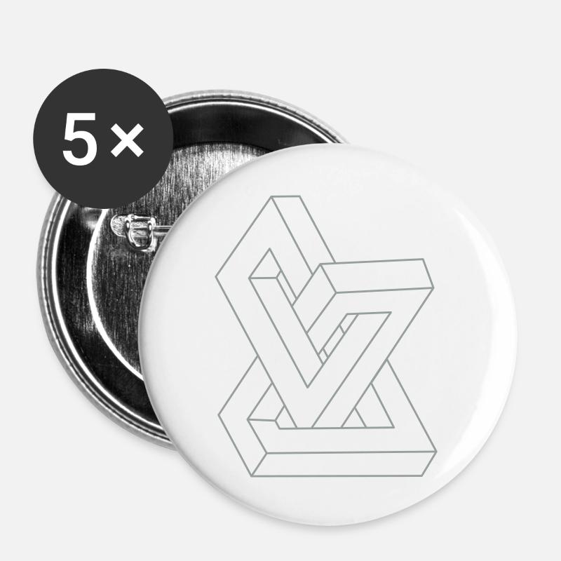 Optische Täuschung - Unmögliche Figur - Buttons groß 56 mm (5er Pack) - Weiß