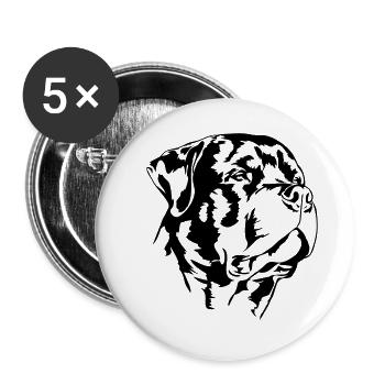 ROTTWEILER Portrait Wilsigns cadeau chien chiens - Lot de 5 grands badges (56 mm) - blanc - Devant