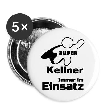 Super Kellner Geschenk - Buttons groß 56 mm (5er Pack) - Weiß - Vorne