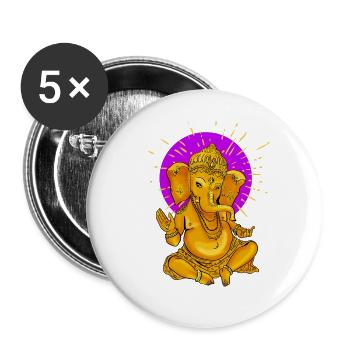 Yoga namaste Buddha Elefant ganesha gold Sonne om - Buttons groß 56 mm (5er Pack) - Weiß - Vorne