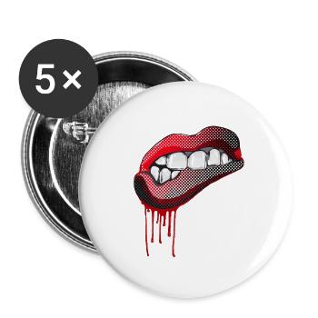 mund lippen pop zähne rock comic swag gang hipster - Buttons groß 56 mm (5er Pack) - Weiß - Vorne