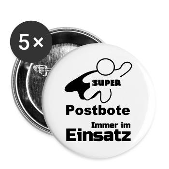 Super Postbote Geschenk - Buttons groß 56 mm (5er Pack) - Weiß - Vorne