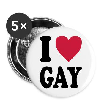 I love gay - Buttons large 2.2''/56 mm (5-pack) - white - Front