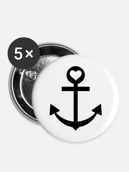 anchor captain star love - Buttons large 2.2''/56 mm (5-pack) - white