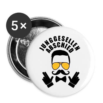 JGA T-Shirt - Bachelor Shirt - Junggeselle Shirt - Buttons groß 56 mm (5er Pack) - Weiß - Vorne