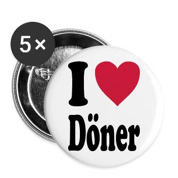I love Döner - Buttons groß 56 mm (5er Pack) - Weiß - Vorne