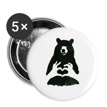 Bear Grizzly Bear Brown Bear Heart Nature Camping Strong lo - Buttons large 2.2''/56 mm (5-pack) - white - Front