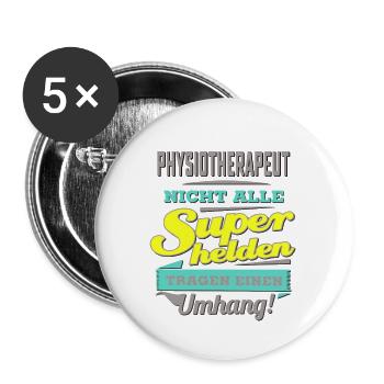 NEON Design für Superhelden - Physiotherapeut - - Buttons groß 56 mm (5er Pack) - Weiß - Vorne