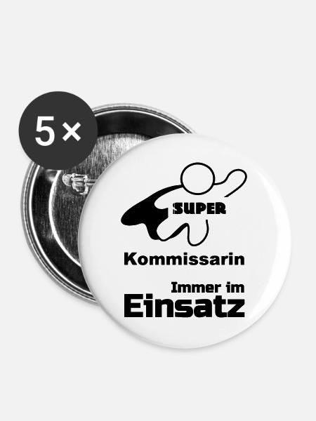 Super Kommissarin Geschenk - Buttons groß 56 mm (5er Pack) - Weiß