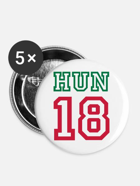 UNGARN 2018 - Buttons groß 56 mm (5er Pack) - Weiß