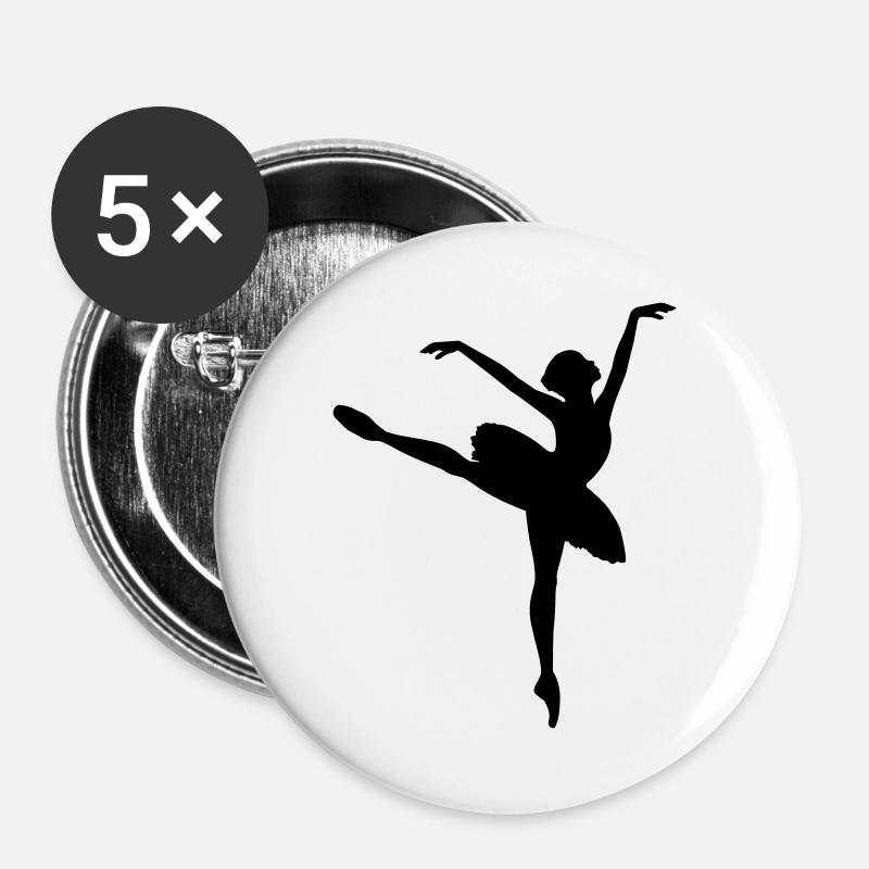 Ballet Dancer - Buttons large 2.2''/56 mm (5-pack) - white