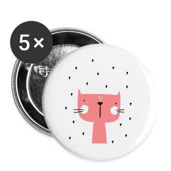 Chat avec des coeurs - Lot de 5 grands badges (56 mm) - blanc - Devant