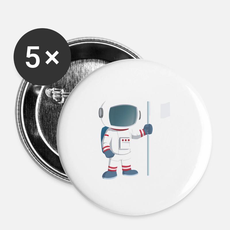 Astronaut - Buttons groß 56 mm (5er Pack) - Weiß