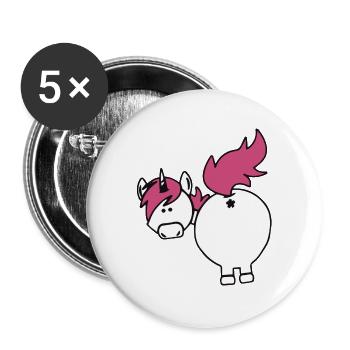 einhorn hintern - Buttons groß 56 mm (5er Pack) - Weiß - Vorne