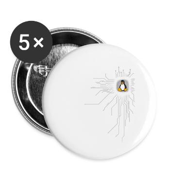 platine Pinguin Core Herz Computer pc Nerd program - Buttons groß 56 mm (5er Pack) - Weiß - Vorne