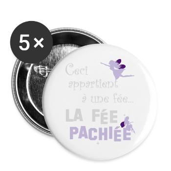 Fée paschiée - Lot de 5 grands badges (56 mm) - blanc - Devant