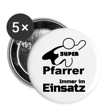 Super Pfarrer Geschenk - Buttons groß 56 mm (5er Pack) - Weiß - Vorne