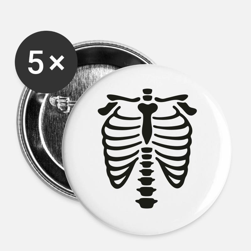 Röntgen Brustkorb - Buttons groß 56 mm (5er Pack) - Weiß