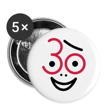 Juhu 30 years! - Buttons large 2.2''/56 mm (5-pack) - white - Front