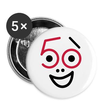 50 ans et toujours frais! - Lot de 5 grands badges (56 mm) - blanc - Devant