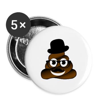 poop hat glasses beard nerd geek humor joke fun shit - Buttons large 2.2''/56 mm (5-pack) - white - Front