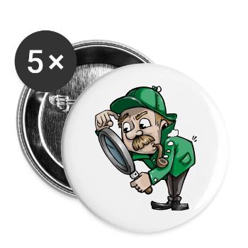 detective private eye investigator2 - Buttons large 2.2''/56 mm (5-pack) - white - Front