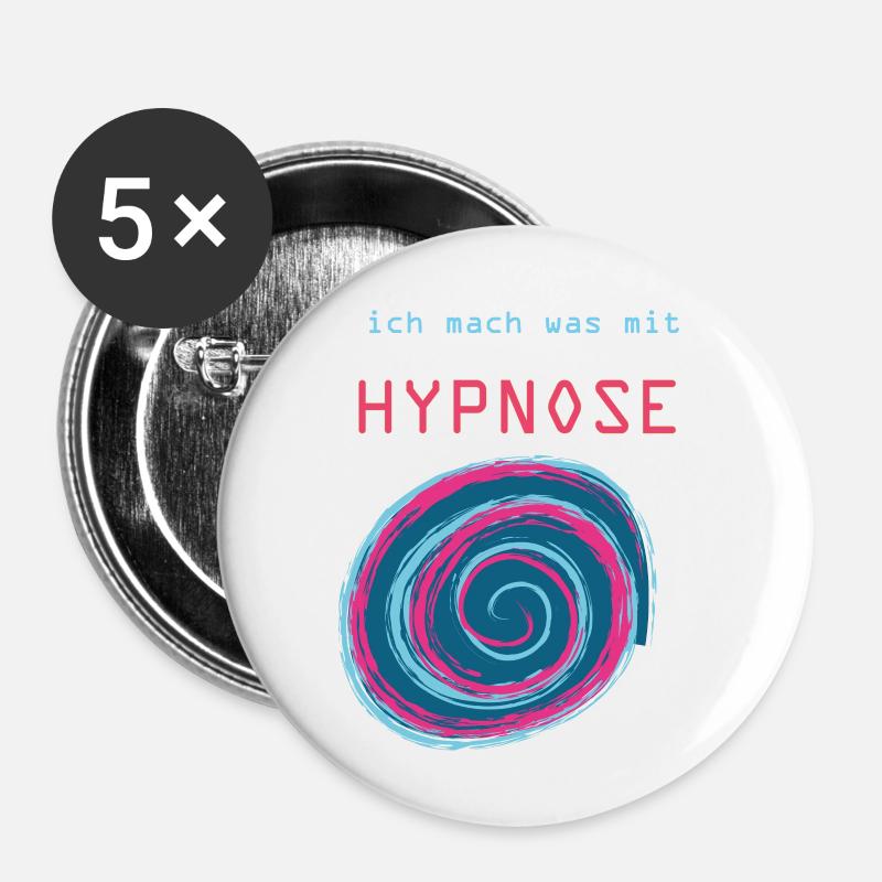 Hypnose - Buttons groß 56 mm (5er Pack) - Weiß