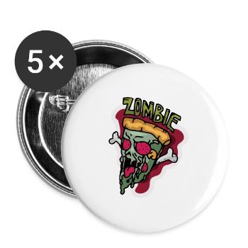 Zombie Pizza zu Halloween gruselig Geschenk - Buttons groß 56 mm (5er Pack) - Weiß - Vorne