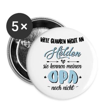 Opa Held - Buttons groß 56 mm (5er Pack) - Weiß - Vorne