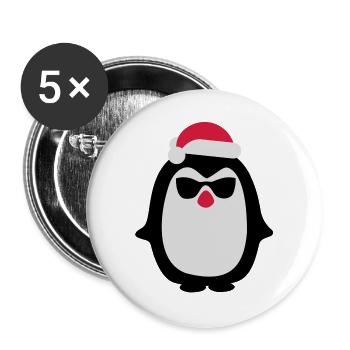 Weihnachtspinguin - Buttons groß 56 mm (5er Pack) - Weiß - Vorne