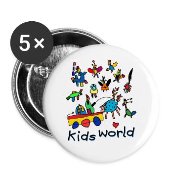 kidsworld II - Buttons groß 56 mm (5er Pack) - Weiß - Vorne