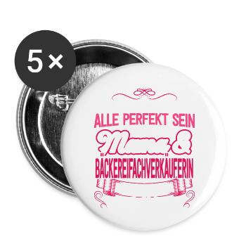 Bäckereifachverkäuferin Bäckerin Geschenk Mama - Buttons groß 56 mm (5er Pack) - Weiß - Vorne
