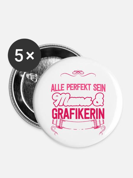 GRAFIKERIN - Mama - Buttons groß 56 mm (5er Pack) - Weiß