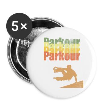 Parkour - Buttons groß 56 mm (5er Pack) - Weiß - Vorne