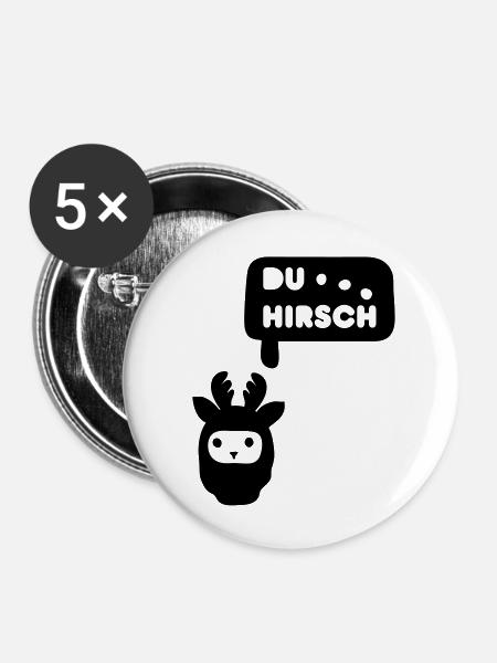 du hirsch - Buttons groß 56 mm (5er Pack) - Weiß