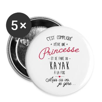 princesse et Kayak - Lot de 5 grands badges (56 mm) - blanc - Devant