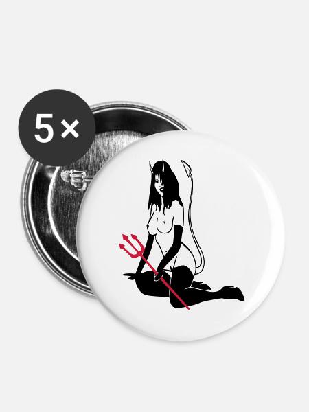 Teufelchen - Buttons groß 56 mm (5er Pack) - Weiß