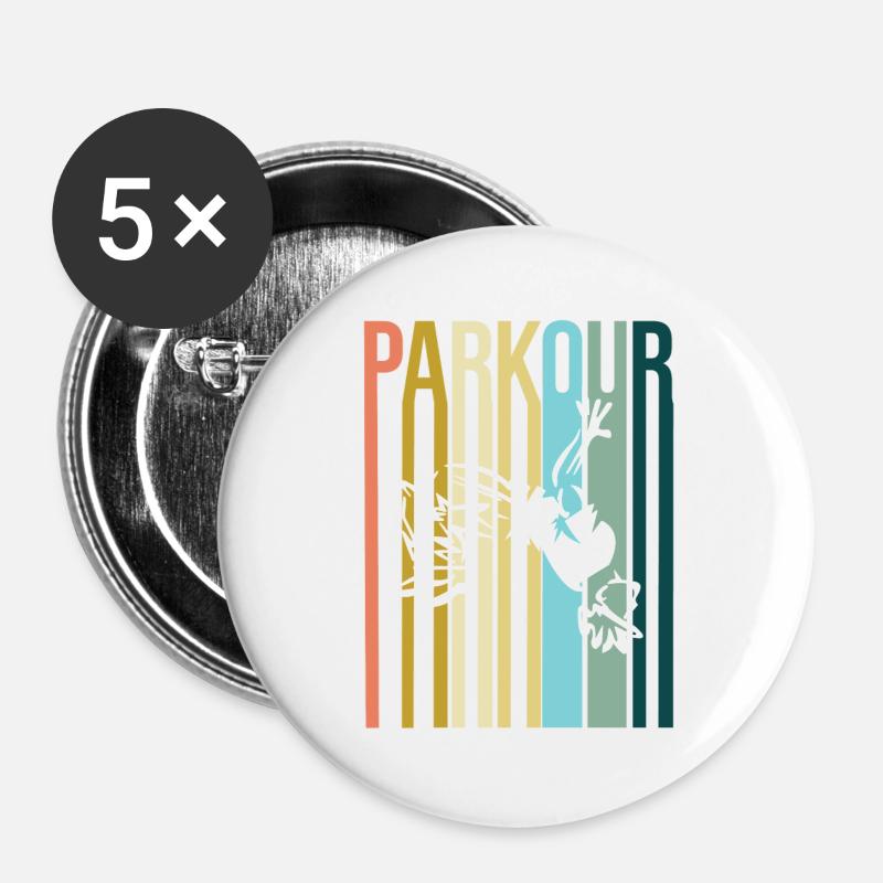 Parkour Retro - Buttons large 2.2''/56 mm (5-pack) - white