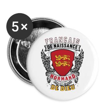 Normand Grâce de DIeu - Lot de 5 grands badges (56 mm) - blanc - Devant
