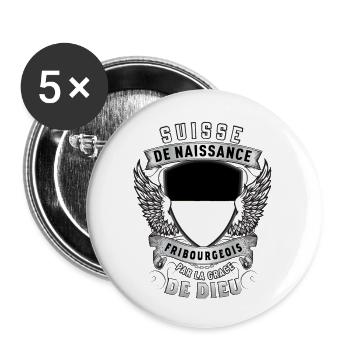 Fribourgeois Grâce de Dieu - Lot de 5 grands badges (56 mm) - blanc - Devant