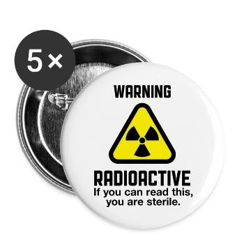 Attention: Radioactivity - Buttons large 2.2''/56 mm (5-pack) - white - Front