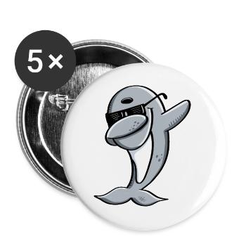 Danses de dauphins Dab Dance - Tamponnage - Dauphins - Animal - Lot de 5 grands badges (56 mm) - blanc - Devant