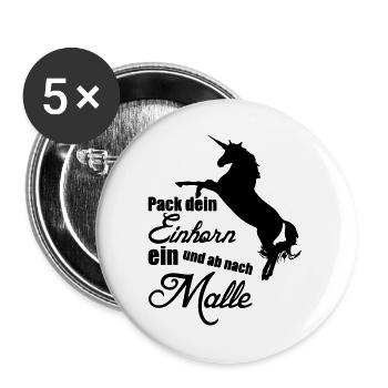 Einhorn Urlaub Mallorca Geschenk - Buttons groß 56 mm (5er Pack) - Weiß - Vorne