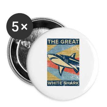 great white shark dangerous fish vintage gift - Buttons large 2.2''/56 mm (5-pack) - white - Front