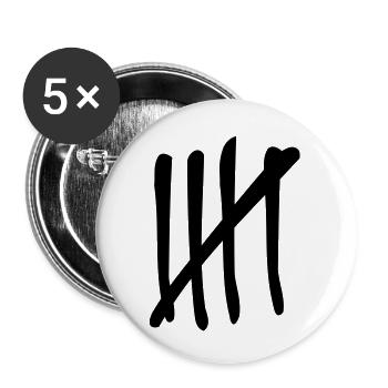 5 Striche - Buttons groß 56 mm (5er Pack) - Weiß - Vorne