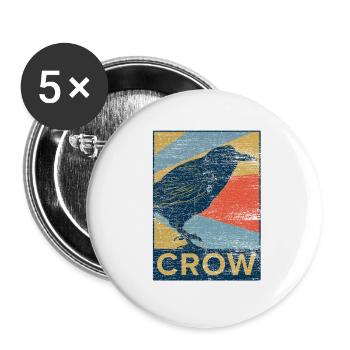 Raven crow bird animal gift pet vintage - Buttons large 2.2''/56 mm (5-pack) - white - Front
