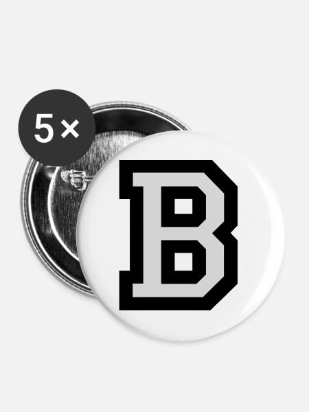 Buchstabe B - Buttons groß 56 mm (5er Pack) - Weiß
