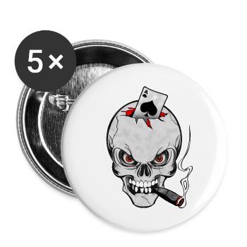 skull poker - Lot de 5 grands badges (56 mm) - blanc - Devant