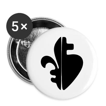 Sacre-Coeur & Fleur de Lys - Buttons large 2.2''/56 mm (5-pack) - white - Front