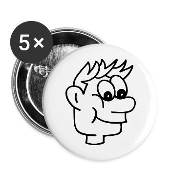 Comic Boy Face - Buttons large 2.2''/56 mm (5-pack) - white - Front